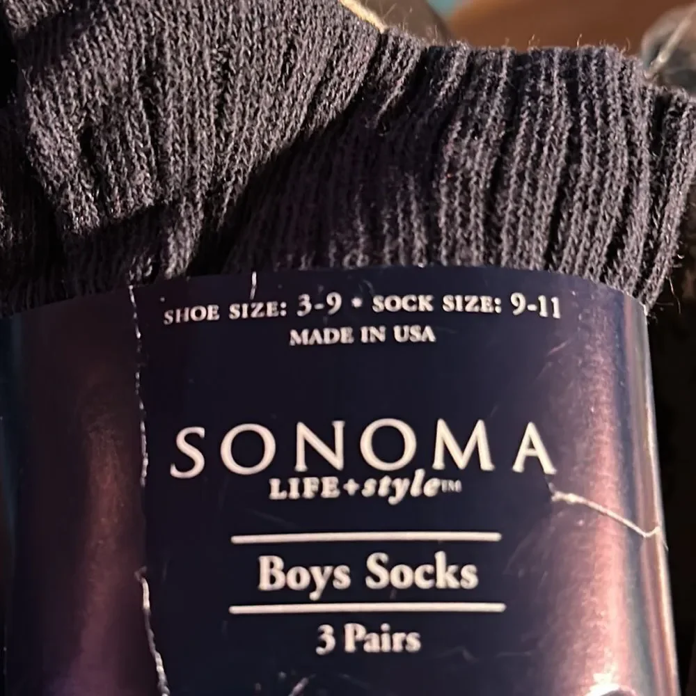 Sonoma Kids Dress Socks Size 9-11 – Black and Beige Boys Crew